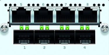 [XGCZTCHF4] 4 Port GbE SFP + 4 Port GbE Kupfer - 2 Bypass groups FleXi Port Modul  (für XG 750 und XG 550/650 rev.2 only)